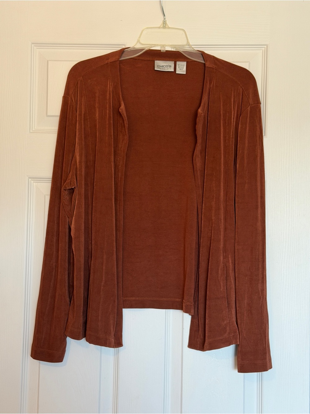 Chico's Travelers Open-Front Rust Cardigan